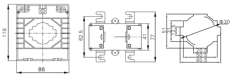 800A:5A CP-86/60 Cl.0.5 Transformador 5A Nucleo Solido ASCT HEYI
