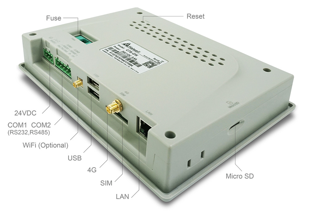 Pantalla HMI Haiwell 10.1" LCD 1024×600 4GB+512Mb+SD LAN, USB, WIFI, MQTT