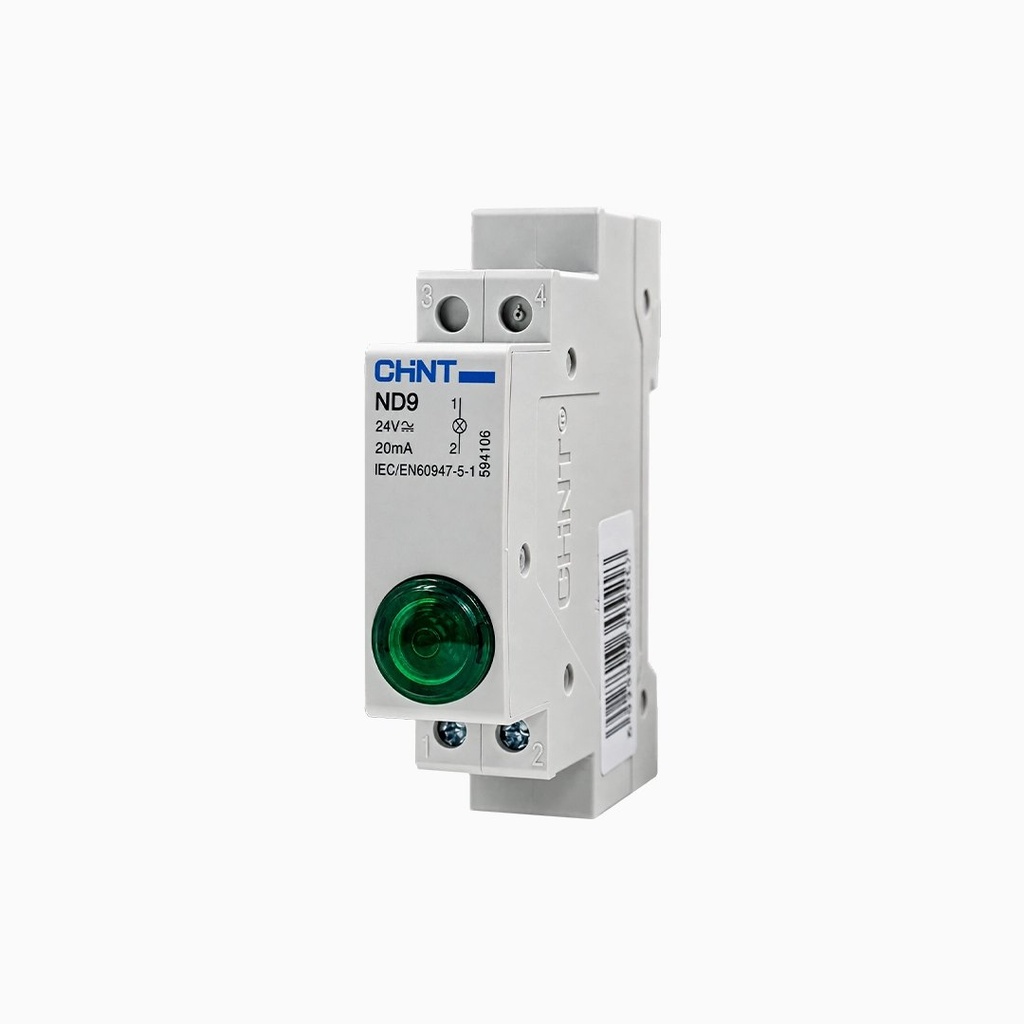 Piloto LED Modular Riel DIN Verde 24V AC/DC IP20 ND9-1 - Chint