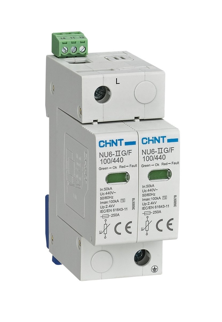 Supresor transientes NU6-IIG 3P 385V Imax 65kA Up 2kV - Chint