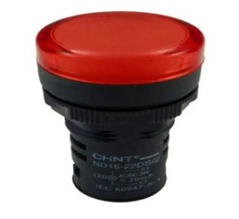 [2502022CH592938] Luz Piloto LED Rojo 22MM 24VAC/DC ND16-22DS/2 - Chint - 2502022CH