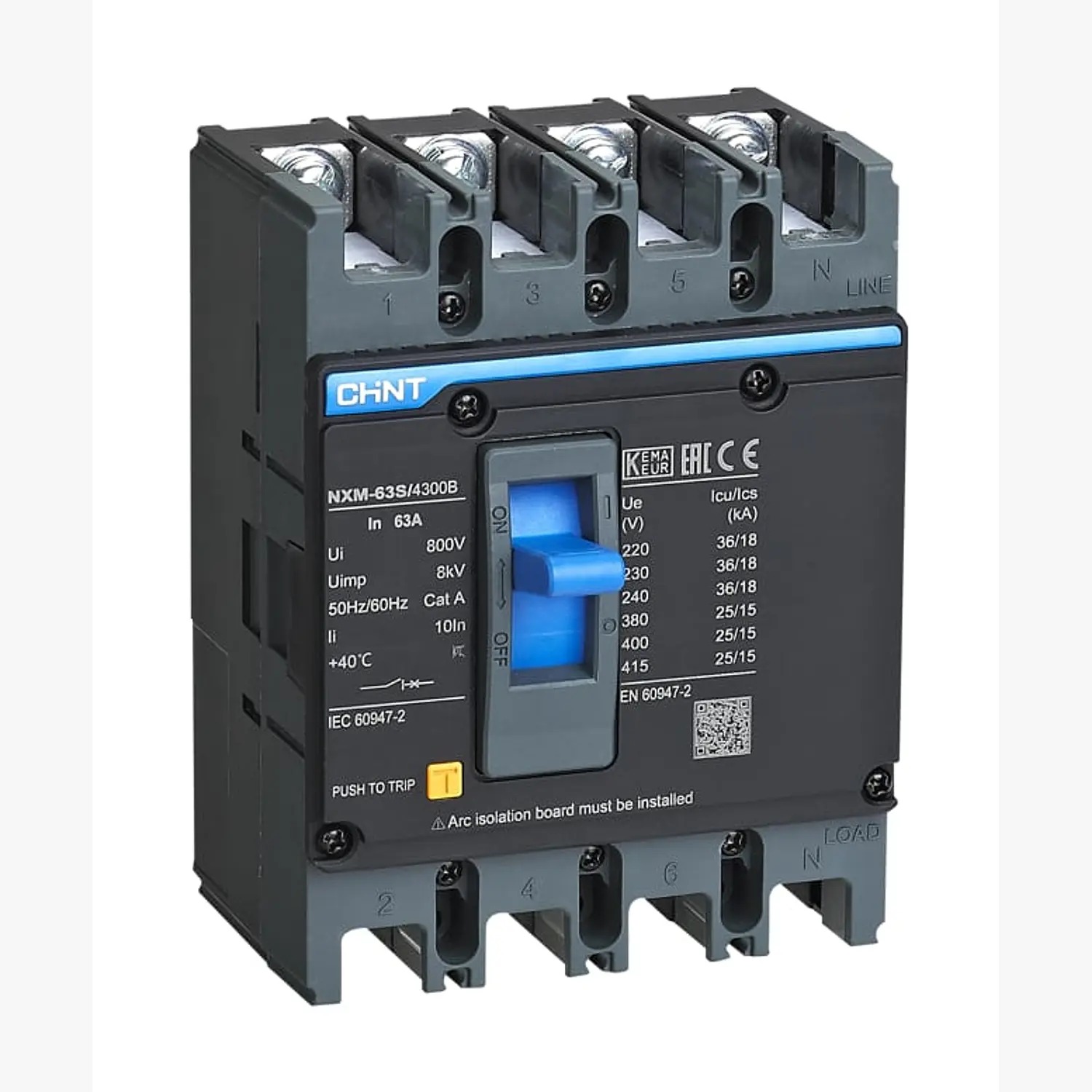 Interruptor MCCB fijo NXM-63S 4Px10A 25kA - CHINT - 07212420010CH