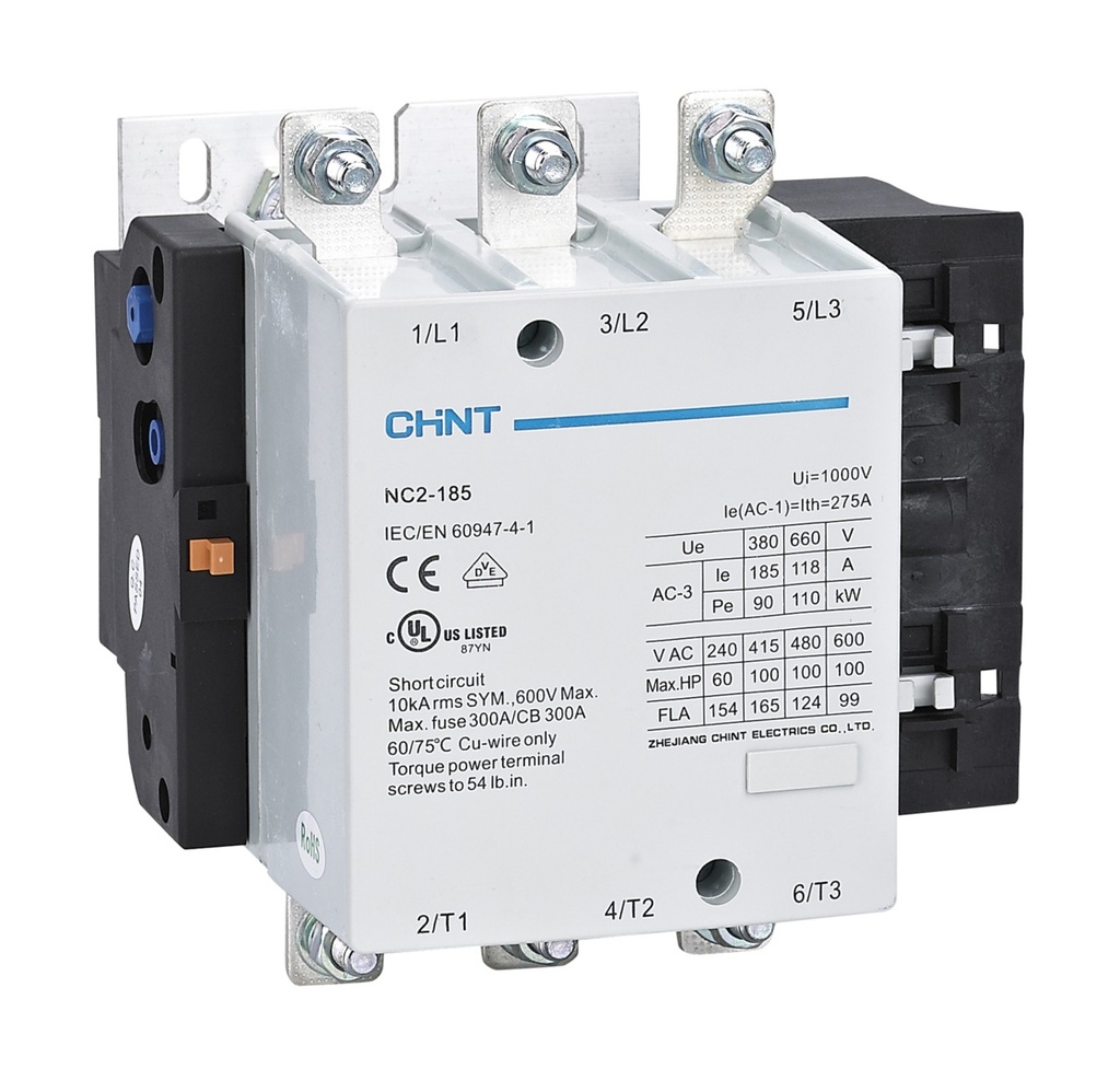 [03011858011CH] Contactor NC2, 185A 3P, 90KW, control 220 Vac - Chint - 03011858011CH
