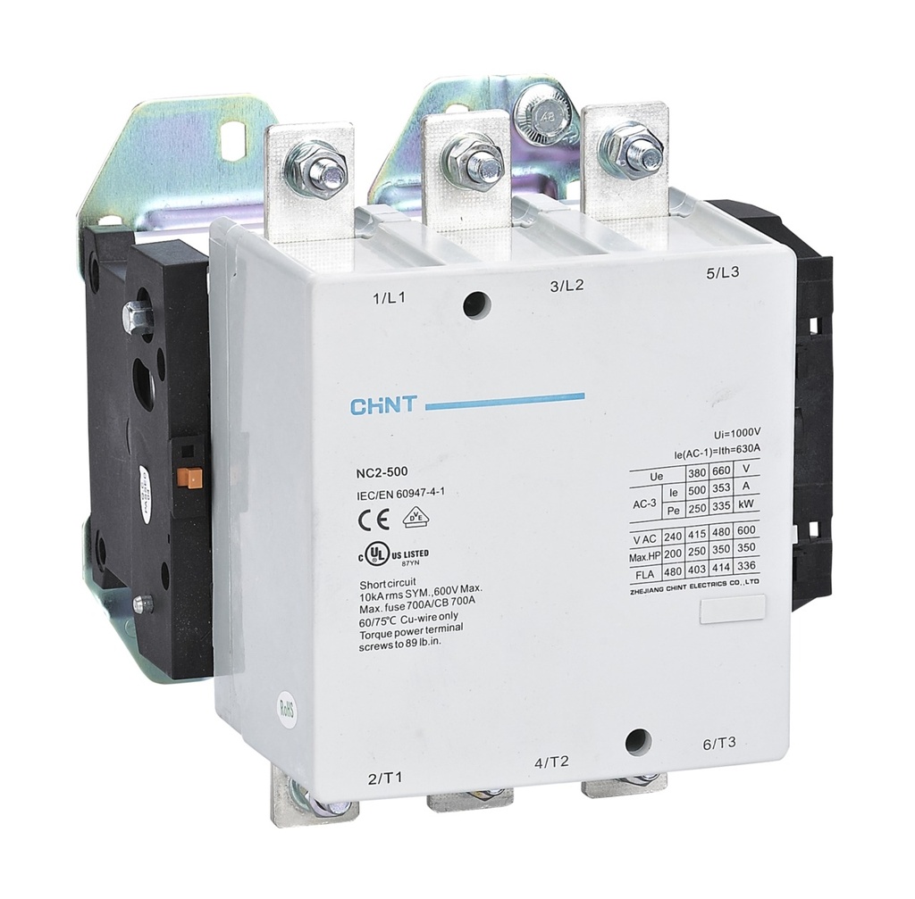 [03015008011CH] Contactor NC2, 500A 3P, 250KW, control 220 Vac - Chint - 03015008011CH