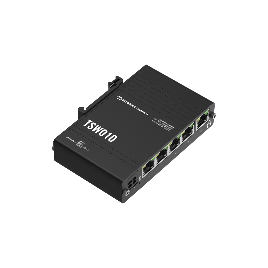[TSW010] Switch Teltonika TSW010 DIN Rail 5 Puertos Fast Ethernet 10/100 PoE Negro Teltonika