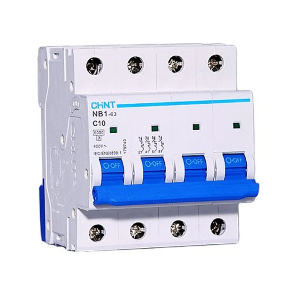 [07037406CH] Interruptor industrial 4Px6A 10kA Curva D , IEC60947-2 - Chint - 07037406CH
