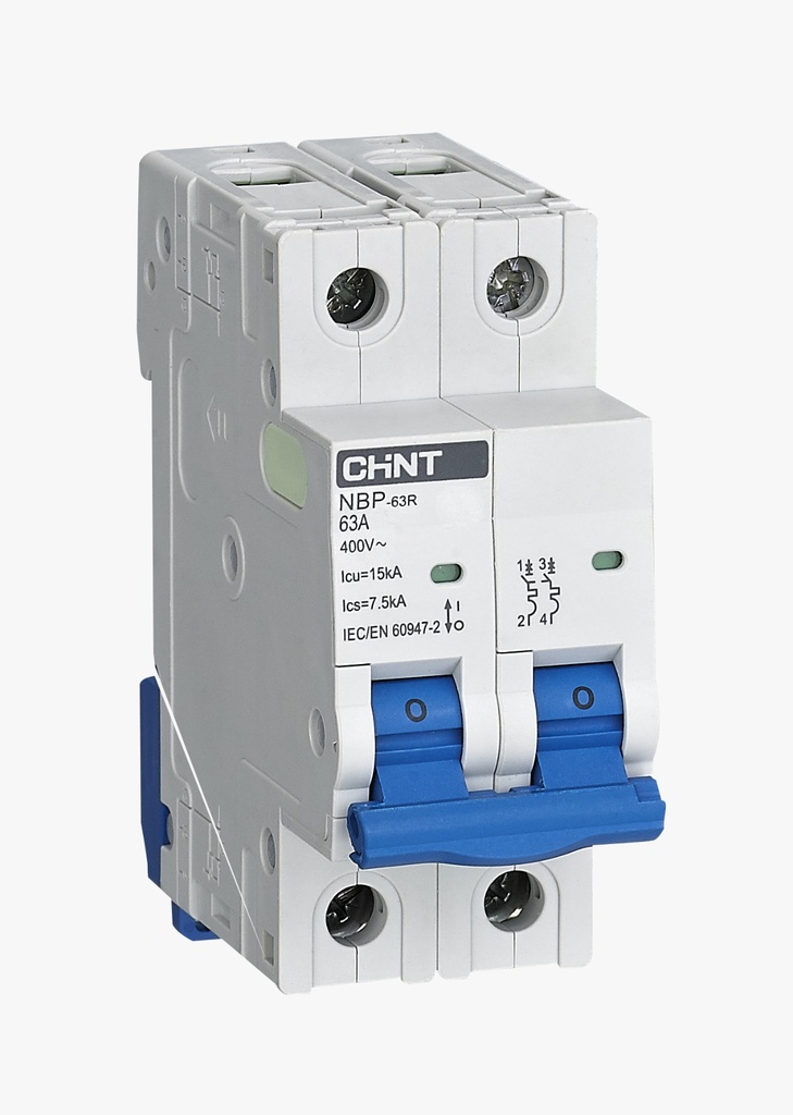 Interruptor MCB 2Px63A 15kA Curva C IEC60947 - Chint - 07030263CH