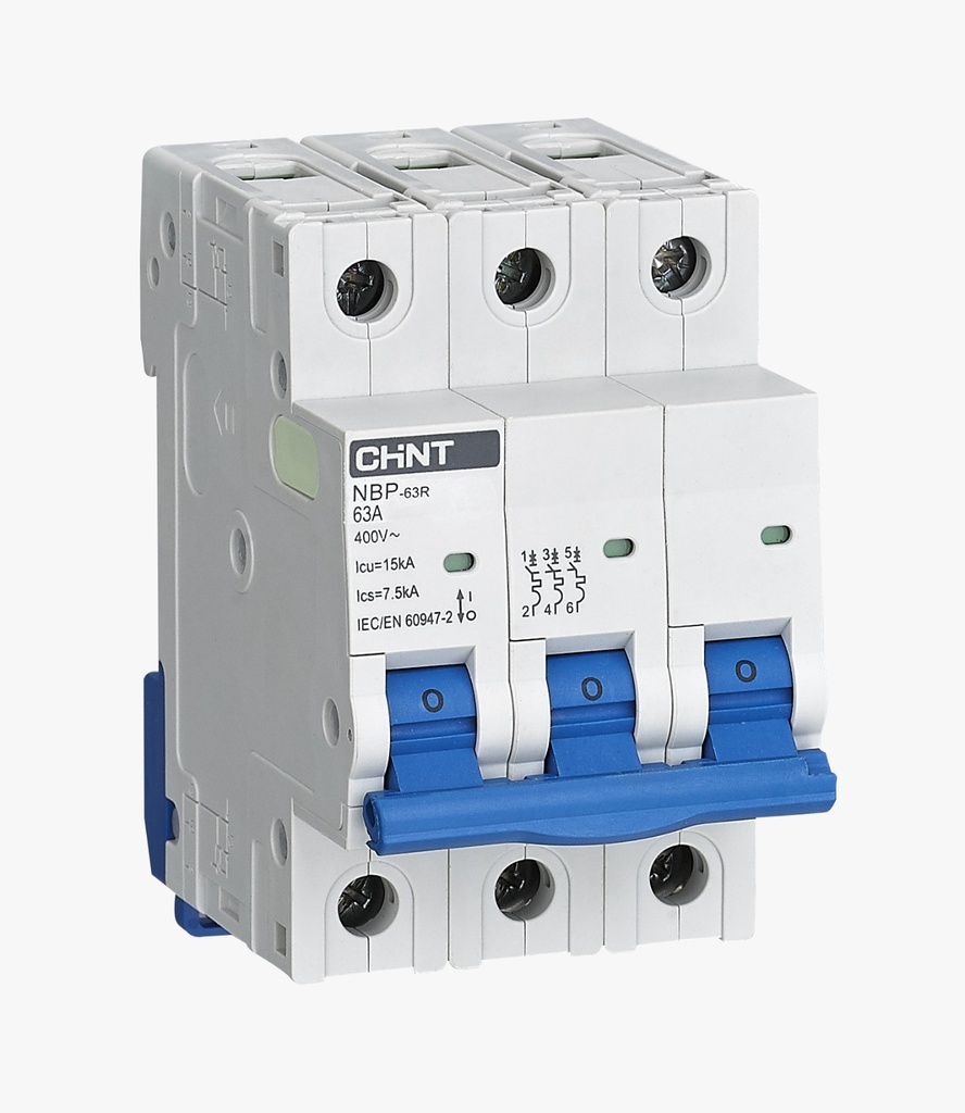 Interruptor MCB 3Px63A 15kA Curva C IEC60947 - Chint - 07030363CH