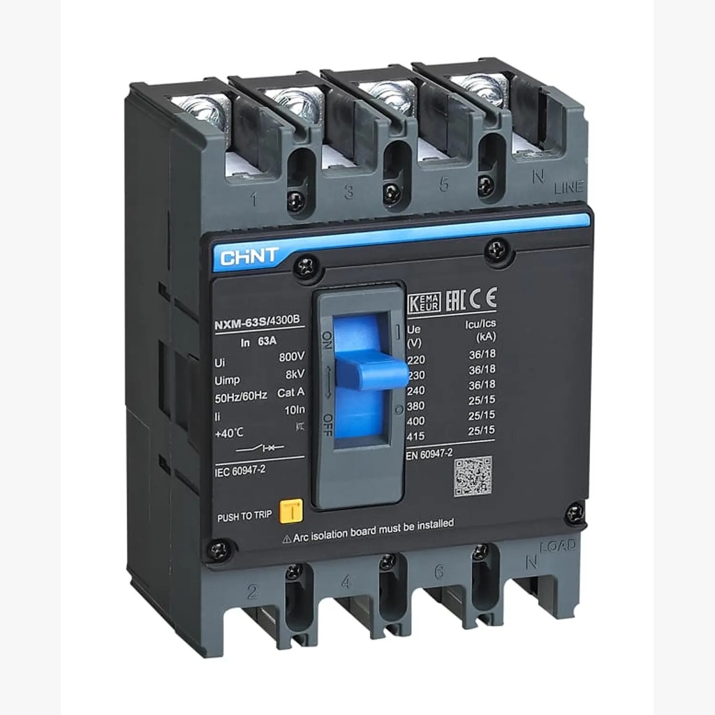 Interruptor MCCB fijo NXM-63E 4Px50A 15kA - Chint - 07212410050CH