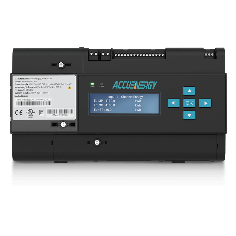 [AcuRev-4110-mV] Analizador Multicanal a riel DIN 24P monofásicos 8P trifásicos - Accuenergy