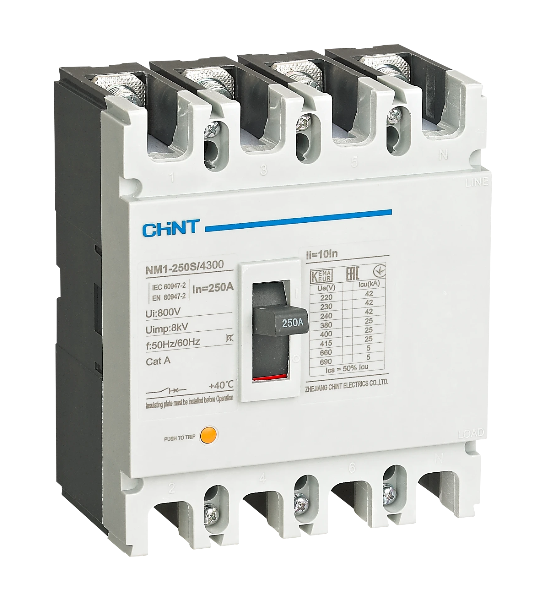 Interruptor 4P NM1-630S/4300 500A (fijo) 690V: 35kA