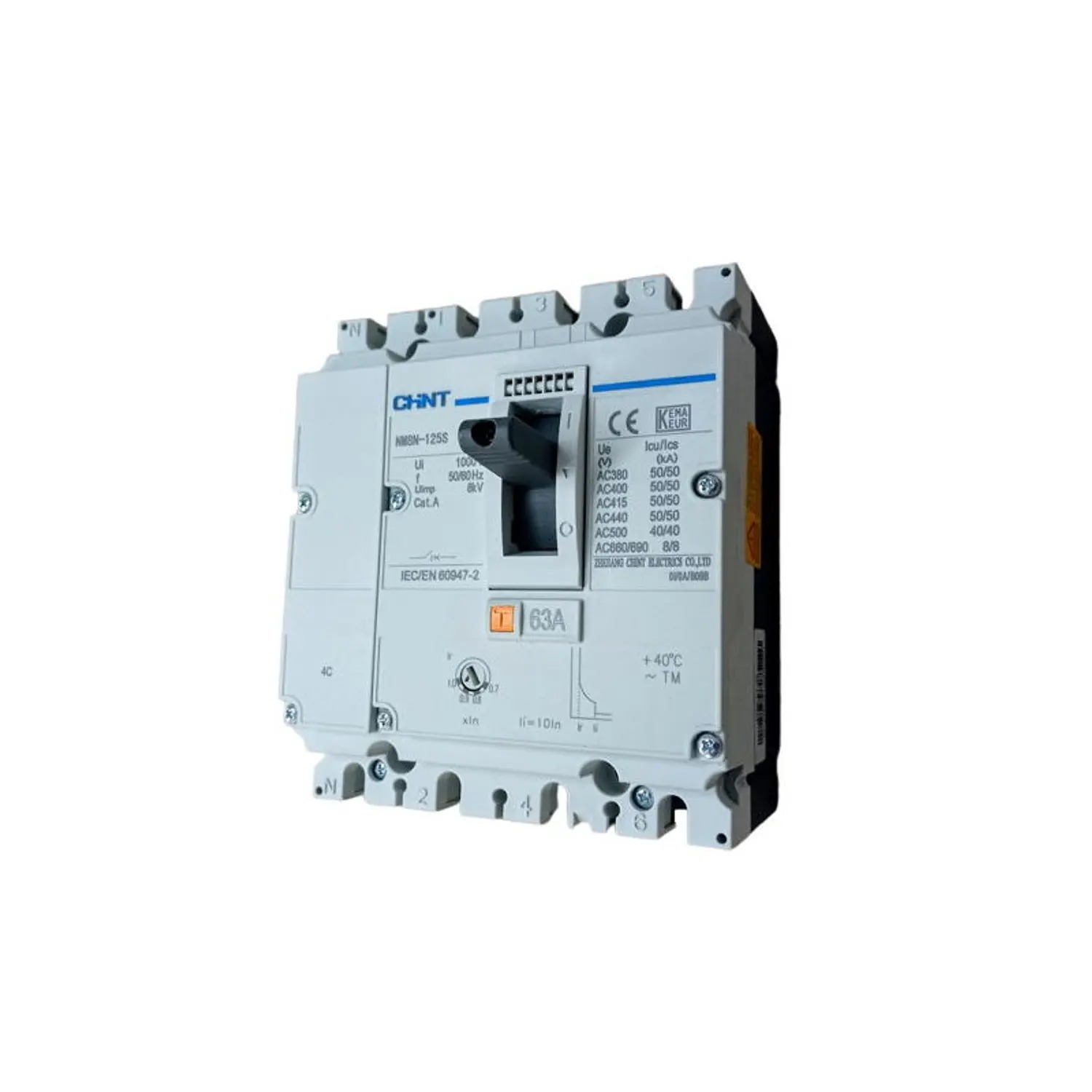 Interruptor 4P NM8N-125S 63A, 415V 50kA TM0.7-1In - Chint - 07024020063CH
