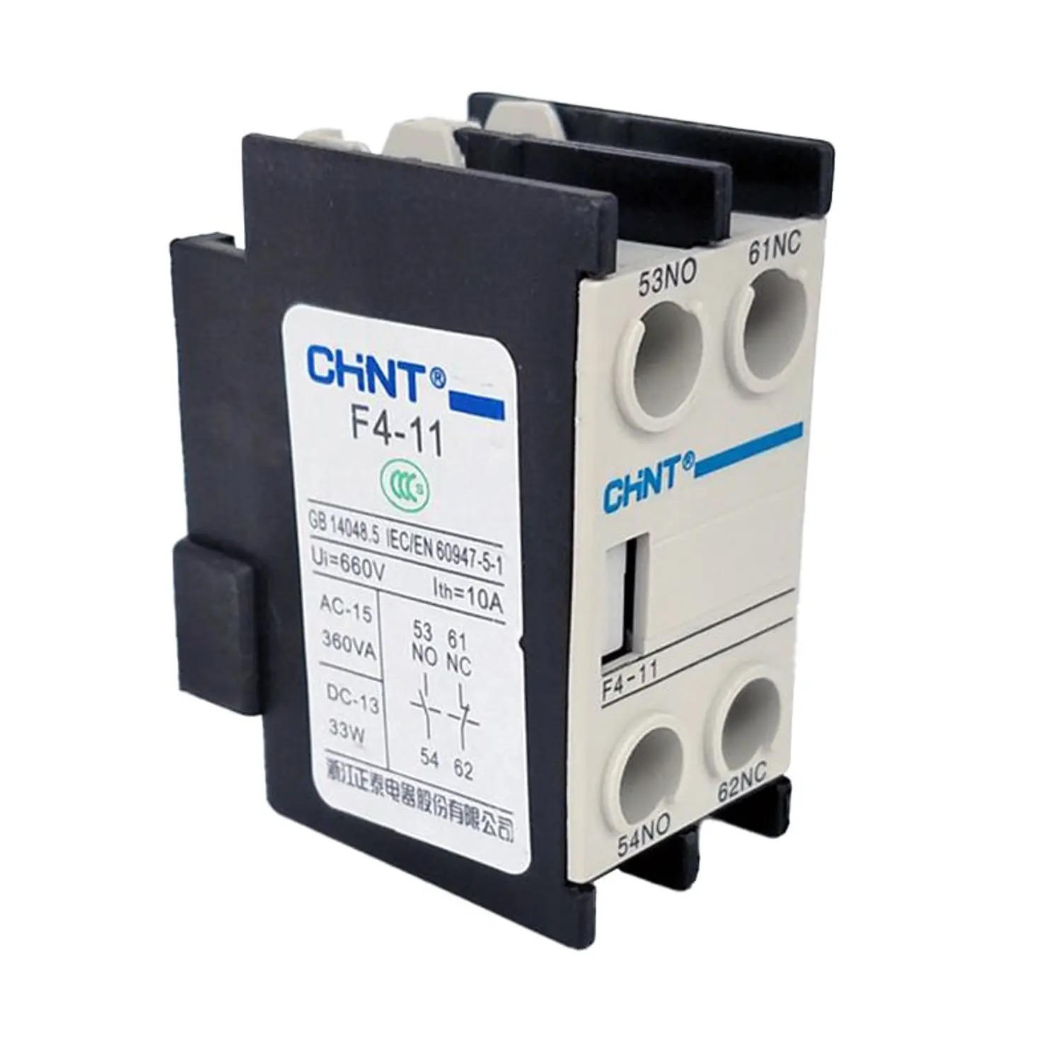 Contacto auxiliar frontal 2NC p/contactor NC1 y NC2 - Chint - 03060502CH