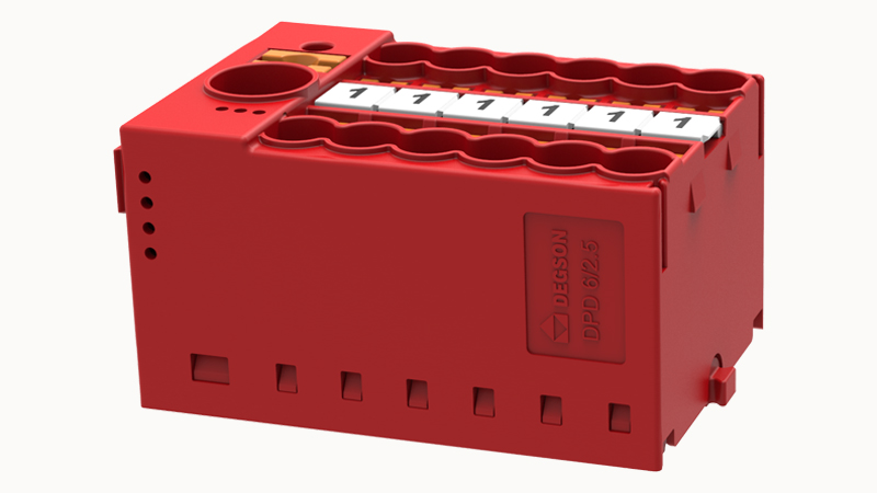 [DPD6/2.5-12P-16-00Z(H)] Repartidor Push in 12 Polos 2.5mm Rojo Riel din - Degson