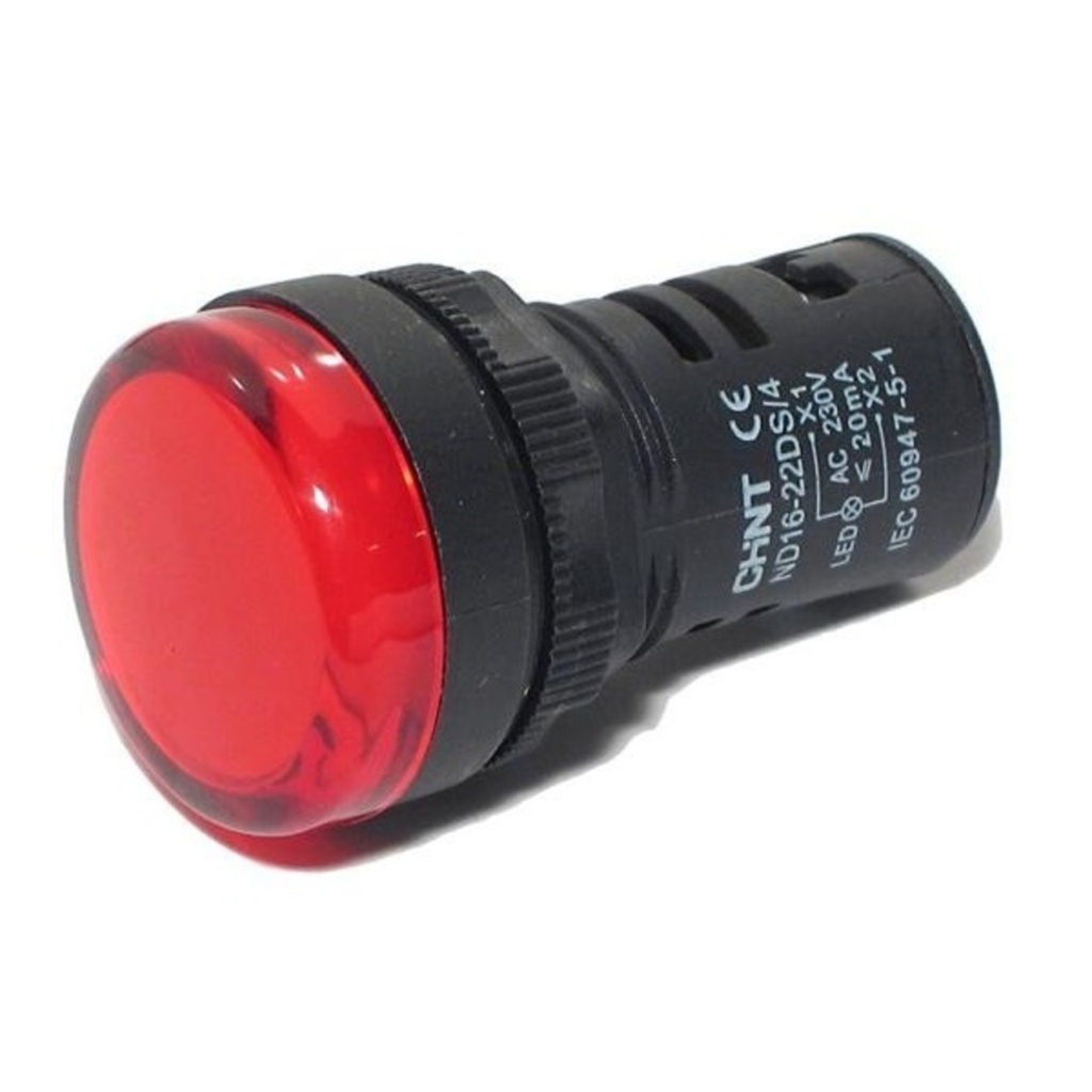 [2502016CH592933] Luz Piloto LED Rojo 22MM 12VAC/DC ND16-22DS/2 - Chint - 2502016CH
