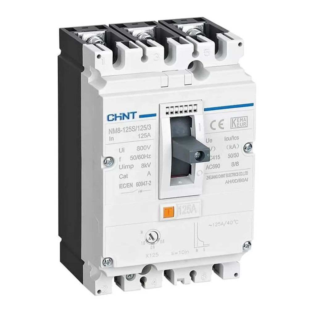 Interruptor 3P NM8N-125S 100A, 415V 50kA TM0.7-1In - Chint - 07023020100CH