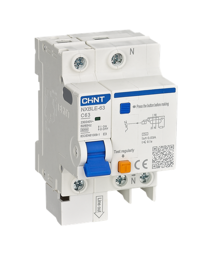 [0702422503CH819934] Interruptor RCBO 25A, 2P+diferencial 30mA, curva C, 6KA - CHINT - 0702422503CH