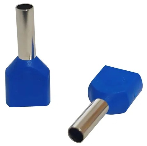[CKE-F-TE2510-14AWG-2.5MM-BLUE] Ferrul Doble 14 awg 2,5 mm Azul (100un) - Cirkon Electric
