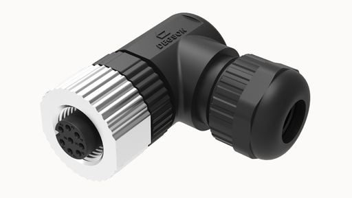 [PB-M12A-05P-FF-SR7001] Conector M12 Degson, Hembra 90º, 5 Pines