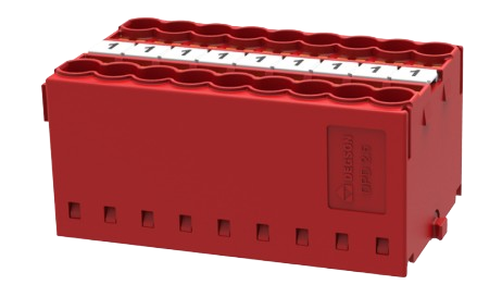 [DPD2.5-18P-16-00Z(H)] Repartidor Push in 18 Polos 2.5mm Rojo Riel din - Degson